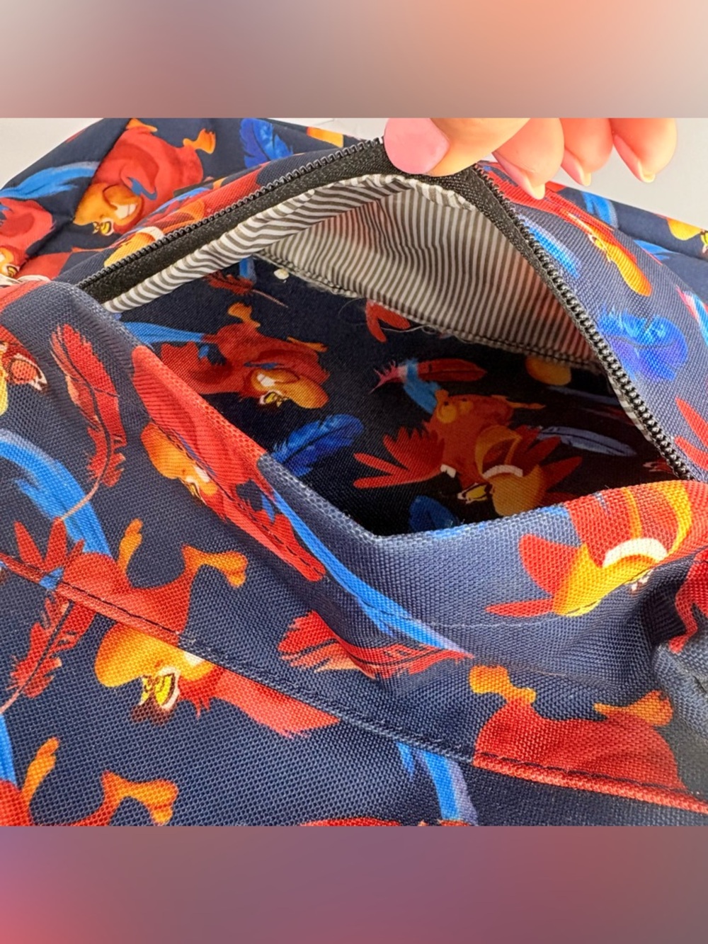 Loungefly Disney Aladdin Iago Bird Character All Over Print Backpack Blue Red - Picture 12 of 12